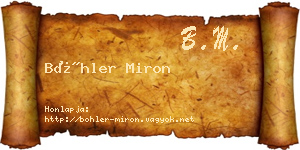 Böhler Miron névjegykártya
